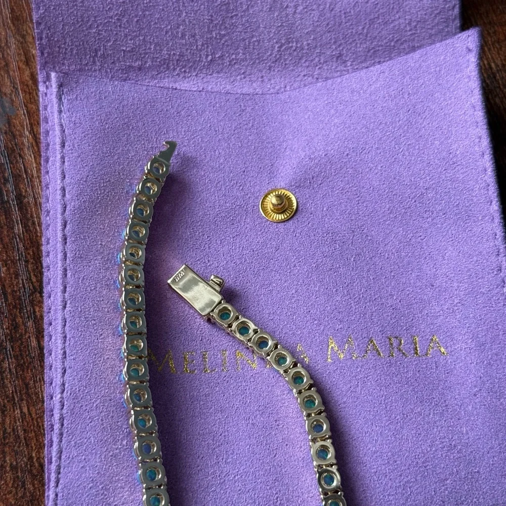 Melinda Maria Grand Heiress Tennis Necklace - Blue Opals - Picture 3 of 4